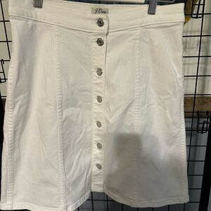 J. Crew White A-Line Knee-Length Skirt